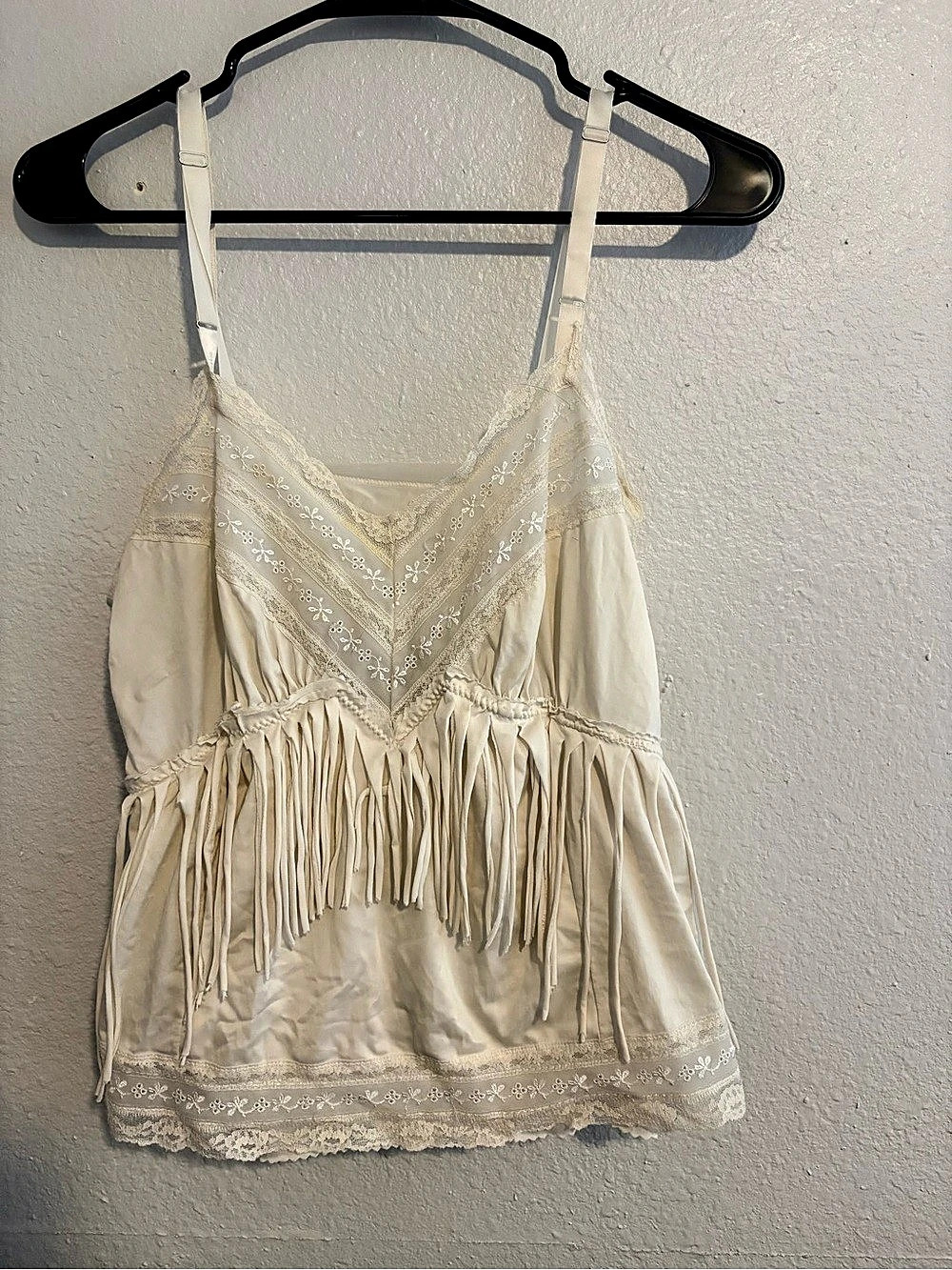Vintage Fringe Lace Cami in Cream